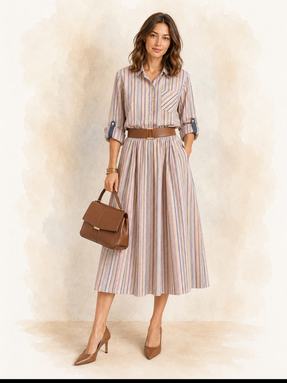 Tommy Hilfiger Shirt & Midi Skirt Set.